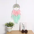 Attrape-rêves Arbre de Vie artisanal décoré de plumes roses et vert menthe pastel - Arbre de Vie Dégradé Rose Vert (9185H)