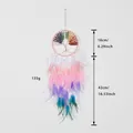 Attrape-rêves Arbre de Vie coloré avec éclats de pierres et plumes douces - 16x42cm - Arbre de Vie en Pierre Sept Couleurs (4008)