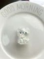 Διαφανές αρκουδάκι squishy παιχνίδι με γκλίτερ και πολύχρωμες ιριδίζουσες πούλιες - Λευκό
