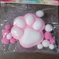 Pink and white flocked cat paw squishy toy, slow rebound TPR decompression toy for kids - Pink