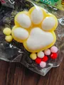 Soft flocked yellow and white cat paw squishy TPR slow rebound stress relief toy - Yellow