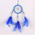 Acchiappasogni blu con conchiglie bianche e piume per auto o decorazione murale. - Anello Singolo Blu (MS6054)