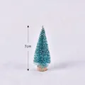 Miniature pine needle Christmas tree with snow-tipped bristles and wooden base, 7cm height - Blue Tree with Wood Base (C0471) / 7cm