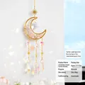 Handgefertigter Mond-Sonnenfänger mit Natursteinen und Kristallprismen für Regenbogenlicht - Rosenquarz Mond Stil (QHM3489水晶gj-C粉色) / Rosa