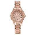 Reloj de lujo para mujer en oro rosa con esfera y correa totalmente incrustadas de strass - Reloj Solo (Oro Rosa) / Rosa oro