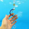 Attrape-soleil cristal lune et soleil avec pierres naturelles bleues et boule facettée - Carillon à Vent Lune Lapis-Lazuli