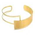 Detail of gold statement choker necklace with honeycomb textured metal plate - Gold Choker
