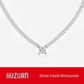 Collier chaîne cubaine en argent S925 pour hommes avec pendentif moissanite carrée - 40+5cm / 5.5x5.5mm / Moissanite Carrée (N13139)