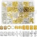 Kit de 220 bijoux pour dreadlocks or et argent avec boîte pour femme - 220 Pièces/Paquet / Bicolore Or & Argent