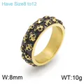 Vintage punkring voor heren van roestvrij staal in zwart en goud met schedelmotief - Maat 8 / Zwart En Goud Stijl (KR100833-KFC)