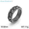 Punk stijl titanium staal schedel ring met reliëf vintage zilveren afwerking voor mannen - Maat 8 / Gegoten Verweerde Stijl (KR100834-KFC)