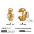 Detaillierte Größenangaben für wasserdichte Ohrmanschette aus Edelstahl mit Zirkonia - Stromlinienförmiger Dicker Ohrclip (JDE0101310) / Gold