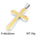 Two-tone gold and silver stainless steel hip-hop cross pendant with inlaid rhinestones - Gold and Silver Contrast Cross Style (KP119775-HR) / Pendant Only (Without Chain)