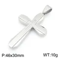 Hip hop stainless steel cross pendant with clear crystals dimensions 46x30mm and 10g - Polished Silver Cross Style (KP119776-HR) / Pendant Only (Without Chain)