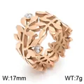 Bague feuille d'olivier vintage en acier inoxydable 17mm avec cristaux variante - Style de Feuille d'Olivier Creuse Or Rose (KR82098-K)