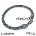Bracelet chaîne queue de renard ajustable en acier inoxydable finition argentée antique - Noir Argenté