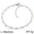 Bracciale in perle di acciaio inossidabile argento con chiusura regolabile e peso 3g - 18cm / Colore acciaio