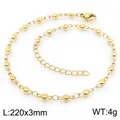 Elegante bracciale a catena con perline in acciaio inossidabile dorato regolabile da donna - 22cm / Oro