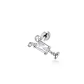 Elegant summer cocktail glass stud earring featuring clear rectangular crystal accents - Single Piece / Transparent (A1633-1 White)