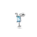 Exquisite titanium alloy ear stud with a light blue gemstone cocktail glass design - Single Piece / Light Sea Blue (A1633-3 Light Blue)