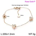 Verstellbares Armband aus roségoldenem Titanstahl mit drei diamantenen Blumenanhängern - Einstellbar (16-20cm) / Roségold-Stil (KB138267-GC)