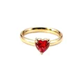 Bague élégante en acier titane doré avec un oxyde de zirconium rouge en forme de cœur - Taille 5 / Or - Zircon Rouge
