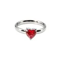 Bague minimaliste élégante en acier titane avec un zircon rouge vibrant en forme de cœur - Taille 5 / Argent - Zircon Rouge