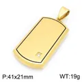 Gold titanium steel dog tag pendant with black border, measures 41x21mm and 19g - Gold