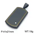 Black stainless steel dog tag pendant for men with gold trim and small crystal inlay - Gold and Black Two-tone