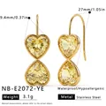 Heart-shaped stainless steel earrings with yellow crystals and 18k gold plating - Yellow Style (NB-E2072-YE) / Yellow