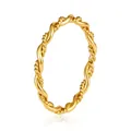 Close-up detail of a gold-plated twisted braided ring showing fine metallic texture - Size 6 / Twisted Wire / Gold