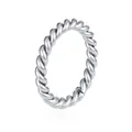 Elegant minimalist stainless steel twisted rope band ring in polished silver finish - Size 6 / Chunky Cable Knit / Silver