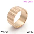 Mechanical style stainless steel gear ring in rose gold finish with 9mm wide band - Size 6 / Rose Gold