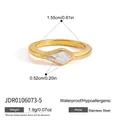 Gold-plated stainless steel ring featuring kite-shaped clear zircon stone setting - Rhombus Pinky Ring Style (JDR0106073-5) / Gold