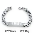 Titanium steel Byzantine men's bracelet with engravable ID plate and lobster clasp - Silver Style (KB215054-JG) / 225x8mm