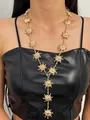 Elegante gouden zonnevlam hanger ketting voor dames, stijlvolle gelaagde choker mode sieraad. - Heavy Duty Zon Vlam Multi-Hanger Ketting (WG2-0581)