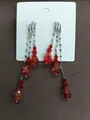 Elegante lange rode kristallen kwastje oorbellen met zilveren ketting voor vrouwen - Rode Kwast / Zilver