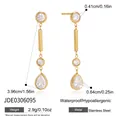 Goldene Ohrhänger aus Edelstahl mit Zirkonia-Anhängern und technischen Produktdaten - Wassertropfen Quasten Stil (JDE0306095) / Gold