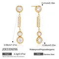 Goldene Ohrhänger aus rostfreiem Edelstahl mit Zirkonia-Akzenten, wasserfest - Kurzer Runder Strass Quasten Stil (JDE0306096) / Gold