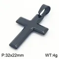 Collier avec pendentif croix en acier inoxydable noir poli, bijou religieux minimaliste 32x22mm - Style A Pendentif Seul (Sans Chaîne) / 32x22mm / Noir