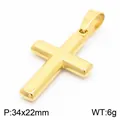 Pendentif croix en acier inoxydable doré poli pour hommes et femmes, taille 34x22mm - Style B Pendentif Seul (Sans Chaîne) / 34x22mm / Or