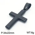 Pendentif croix élégant en acier inoxydable noir pour hommes, 34x22mm, poids 6g - Style B Pendentif Seul (Sans Chaîne) / 34x22mm / Noir