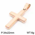 Pendentif croix en acier inoxydable or rose poli, dimensions 34x22mm, poids de 6g. - Style B Pendentif Seul (Sans Chaîne) / 34x22mm / Or rose