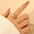 Verstellbarer goldener Sonnen- und Mondring für Damen mit elegantem Katzenaugenstein - KC Gold Katzenaugenstein