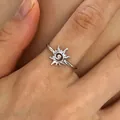 Elegant silver sun spiral adjustable open ring for women with a retro minimalist creative style - Sun Spiral Style (3667) / Antique Silver