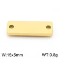 Gepolijste gouden roestvrijstalen rechthoekige connector met twee gaten, maat 15x5mm - Goud Glad 15x5mm (KLJ8434-Z) / 15x5mm