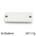 Gepolijste roestvrijstalen rechthoekige connector voor sieraden met twee gaten, 20x8mm - Zilver Glad 20x8mm (KLJ8435-Z) / 20x8mm