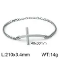 Edelstahl-Weizenkettenarmband mit gebogenem Kreuzanhänger in Silber-Optik - Silber