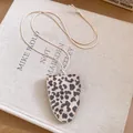 Leopard print faux leather glasses holder necklace pendant with beige adjustable cord - Leopard Print Style / Beige Leopard