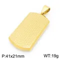 Pendentif plaque militaire en acier titane doré avec motif pneu, taille 41x21mm - Pendentif Uniquement (Sans Chaîne) / Tissé Or (KP119500-HR)